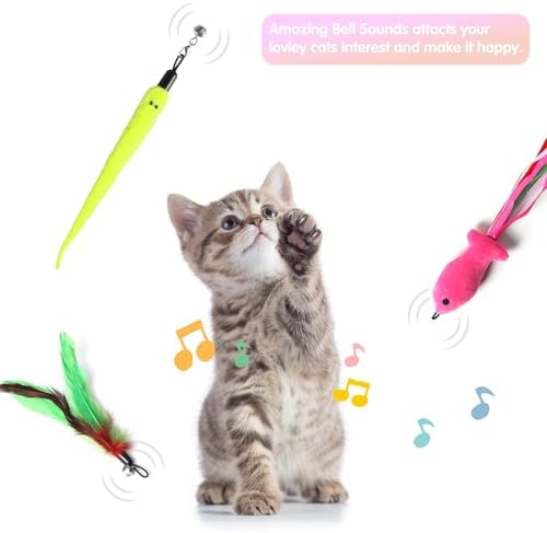 Retractable Cat Toy Wand 12 Packs Interactive Cat Feather Toys - Image 4