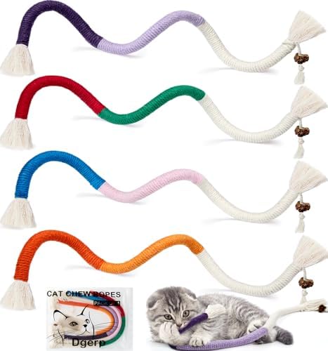 Cat Chew Ropes 4Pcs, Safe Cat Chew Toys for Indoor Cats with Catnip by Treatyourpetswithonlythebest%EF%BC%81