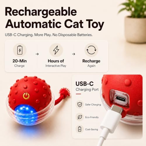 Interactive Rolling Cat Ball, Motion Activated Automatic Cat Toy - Image 7