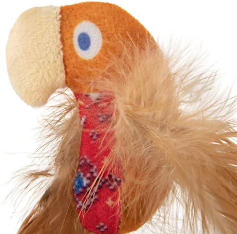 Instincts by SmartyKat 2-Pack HappyNip Love Mates Feather Birds Plush Cat Toys, Contains Catnip & Silvervine - Orange/Green, 2-Pack - Image 5