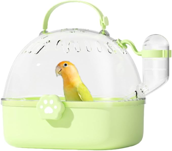Bird Carrier Cage with Water Bottle, Portable Parrot Travel Carrier Carry Case 7.2" L*6.4 W *6.7” H for Small Pets, Lovebird, Budgie, Parakeet, Gerbils, Mice, Dwarf Hamster, Small Animal (Green)