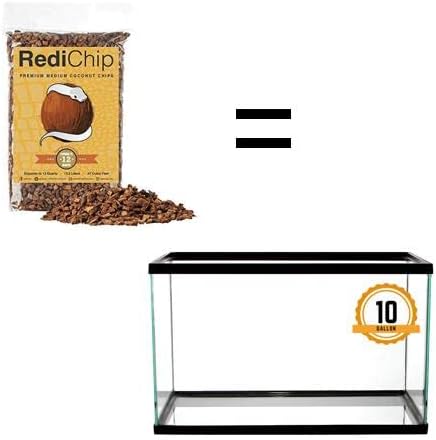 RediChip Reptile Bedding Loose Medium Coconut Chip Substrate 12 Quart Coco Husk Mulch for Snake and Gecko Habitat, Ball Python Terrarium, Lizard and Turtle Tanks, Tortoise Enclosure