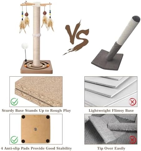 Cat Scratching Post, Sisal Scratcher with Enrichment Toys for Indoor Cats - Image 6