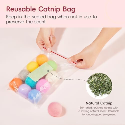 Potaroma 12 Pcs Quiet Play Felt Cat Ball Toys with Catnip Inside - Image 5