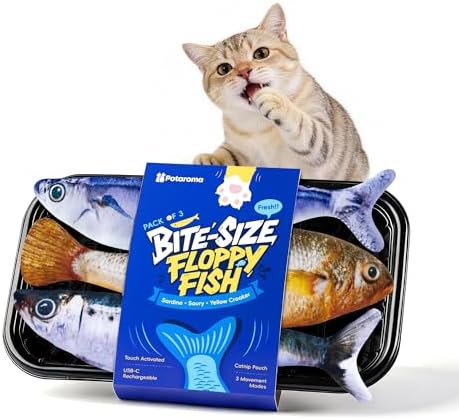 Potaroma Cat Toys Bite-Sized Flopping Fish with Catnip by Potaroma
