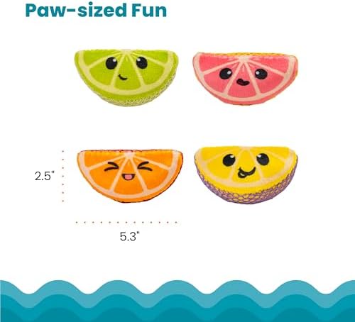 Catstages Dental Fruit Wedges Chew Cat Toys with Catnip, 5.3", 4-Pack - Image 5