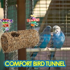 Seagrass Hammock, Hammock Play Tunnel Bird Stable and Funny Woven House Toy Sea Grass Woven House Hanging Bed Toy for Bird