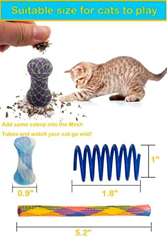 Fashion's Talk Cat Toys 50 Pcs for Indoor Cats,Interactive Door Hanging Mice Feather Toy Cat Spring Toy Cat Wand Catnip Crinkle Balls Silvervine Stick - Image 4