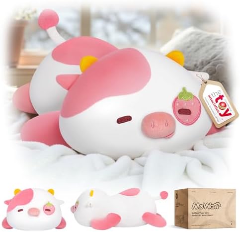 Mewaii Strawberry Cow Plush Pillow Cute Plushies, Squishy & Huggable, 13 in by Mewaii