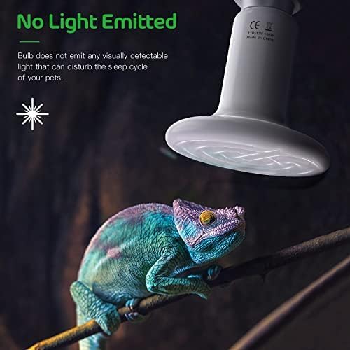 Simple Deluxe 150W 2 Pack Ceramic Heat Emitter, Non-Light Emitting Heat Lamp for Amphibian Pet Terrariums, Chameleons, Lizards, Snakes, and Incubating Chickens White