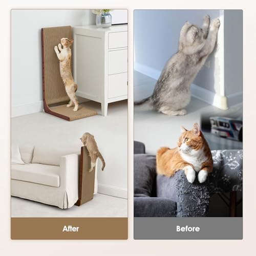 EHEYCIGA Cardboard Cat Scratcher for Indoor Cats, 32 Inch, Dark Brown - Image 3