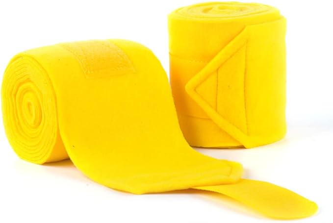 Horse Polo Wraps 2.5m Soft Fleece Polo Wraps Equestrian Leg Bandage Wrap Set of 4 Packs (Yellow - 2.5m)