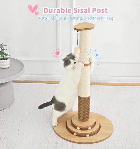 Made4Pets Tall Cat Scratching Post for Indoor Cats with Self Groomer, 33.6" - Image 6