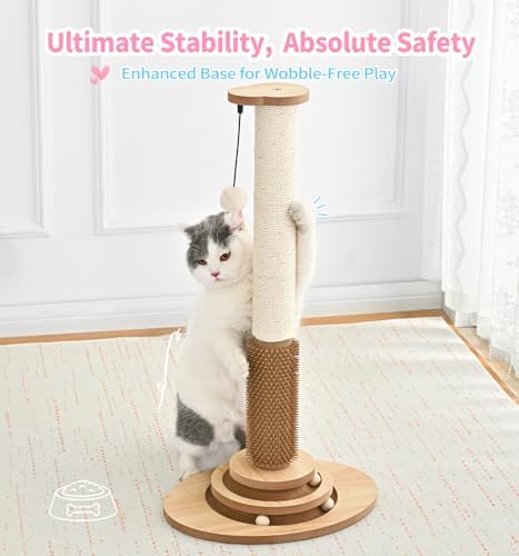 Made4Pets Cat Scratching Post for Indoor Cats with Self Groomer, 28.3" - Image 5