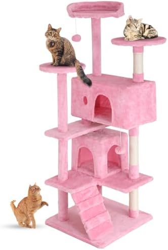 FDW | 54" Cat Tree Tower | Pink | Multi-Level Indoor Activity Center by FDW