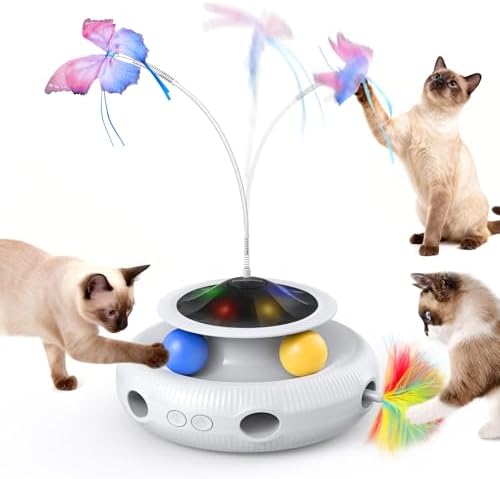Pawtners Cat Toys, Automatic Interactive Kitten Toys for Indoor Cats, White by Pawtners
