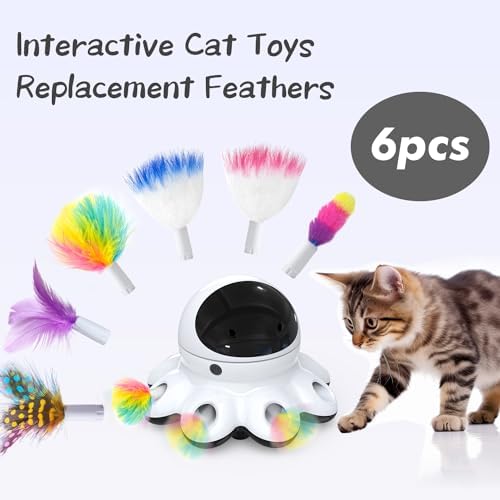 ORSDA 6Pcs Feathers Replacement and Soft Furry Accessories ONLY Fits Cat Toys, Interactive Toys for Indoor Cats-NOT fits for Other Brand Toys - Image 3