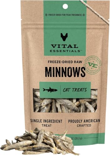 Vital Essentials Freeze Dried Minnows Cat Treats | Single Ingredient | Premium Quality | Grain Free, Healthy Treats for Cats, 1 oz Bag (Pack of 6) by VitalEssentials