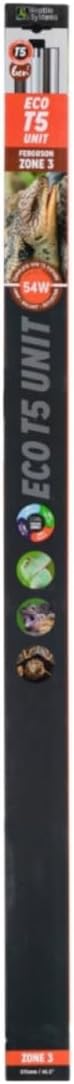 Reptile Systems Eco T5 Unit Zone 3 Reptile Lighting Kit – 48in-54w - Slimline Fixture with HOT5 Lamp, Reflector & Flicker-Free Ballast – Ideal for Terrariums, Chameleons & Geckos