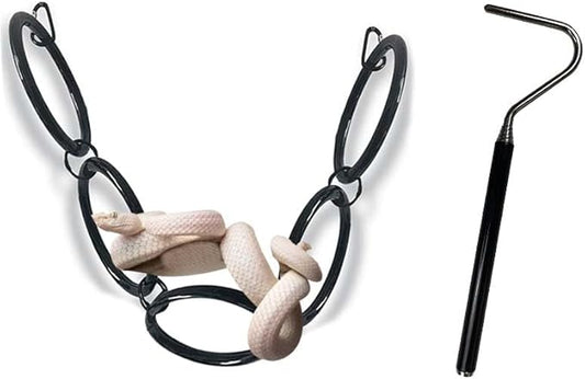 Snake Climbing Chain with Stainless Steel Extensible Snake Hook, Ball Python Tank Accessories, Suitable for All Kinds of Small Reptiles