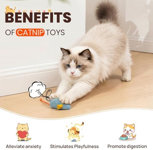 8Pcs Catnip Cat Mice Toys Interactive Mouse Cat Toy for Indoor,Adult & Kitten Cat Toys for Playing, Chewing & Teeth Cleaning - Image 4