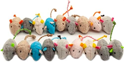 Fashion's Talk Cat Mice Toy 18-Pack Plush Catnip-Filled Mice Toys for Indoor Cats - Realistic Design, 9 Assorted Colors, 2 of Each, Value Pack by Fashion%27s+Talk