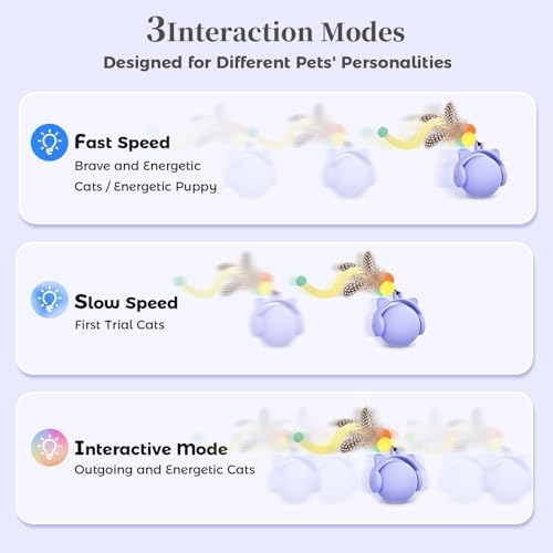 ORSDA Cat Toys for Indoor Cats, New Intelligent Voice Timing Touch Control Cats Ball, Simulate Mouse Sound Kitten Toy, Automatic Interactive Moving Cat Toy for All Ages - Image 6