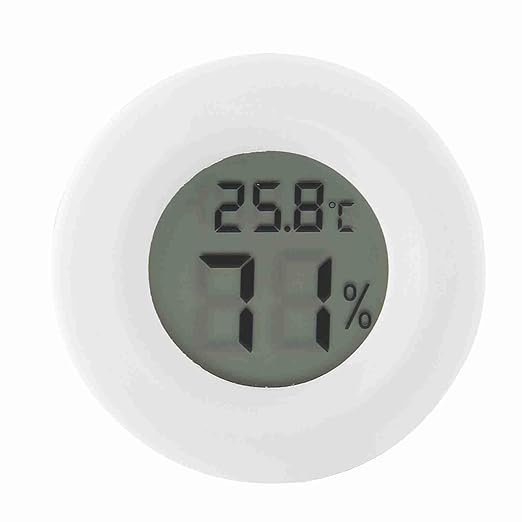 Humidity for Reptile Accessories T Digital LCD and Hygrometer for Reptiles Round Shape Temperature and Humidity Meter Battery Not Included (White)