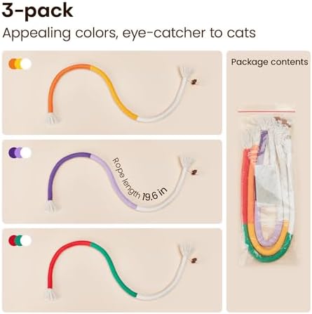 Potaroma Cat Toys Chew Ropes 3Pcs with Refillable Natural Catnip - Image 6