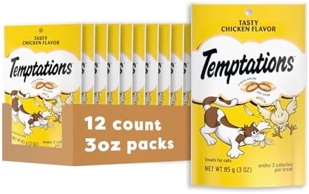 Temptations Classic Crunchy and Soft Cat Treats, Tasty Chicken, 3 oz, 12pk by Temptations