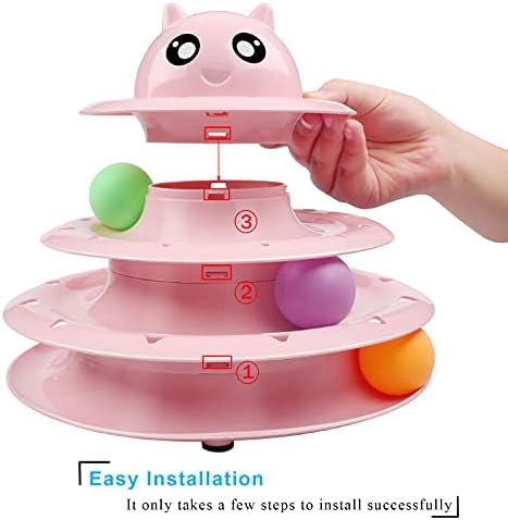 UPSKY Cat Toy Roller 3-Level Turntable Cat Toys with Six Colorful Balls - Image 3