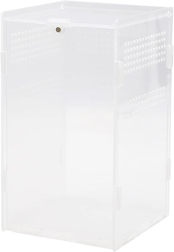 Acrylic Reptile Terrarium 4.7''x4.7''x7.8'' Micro Transparent Habitat Tarantulas Cage Jumping Spider Enclosure for Small Reptile Insect Office Home