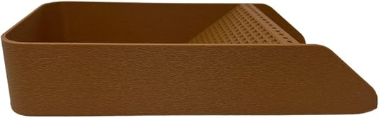 Hermit Crab, Lizard, Turtle, Amphibian XL Watering Pool | Platform Pool Accessory with Access Ramp for Pet Habitats | 9.75" x 5" | Made in USA (X-Large) (Fresh Only, Tan)