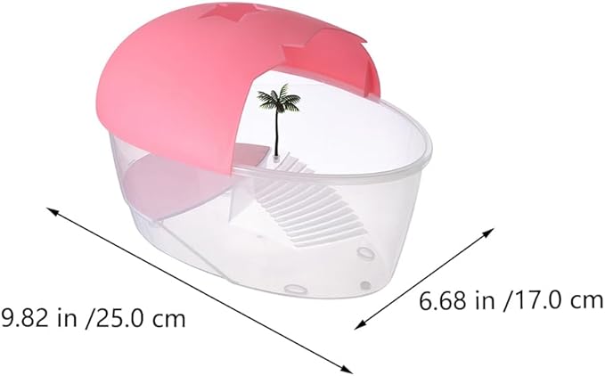 iplusmile Turtle Tank Small Plastic Reptile Habitat Box with Basking Platform and Swimming Area 9.84X6.69X6.10 Inches Indoor Tortoise Terrarium for Amphibians and Small Pets