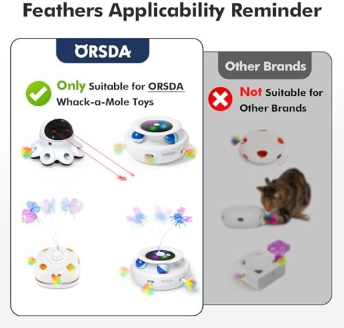 ORSDA 6Pcs Feathers Replacement and Soft Furry Accessories ONLY Fits Cat Toys, Interactive Toys for Indoor Cats-NOT fits for Other Brand Toys - Image 2