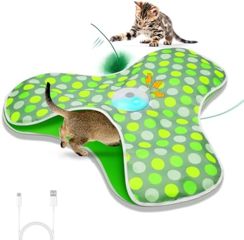 Sofolor Interactive Cat Toy, Automatic Cat Toys for Indoor Cats, Hide and Seek Cat Toy with Motion Activated, Moving Feather, Chirping, USB Rechargeable by Sofolor