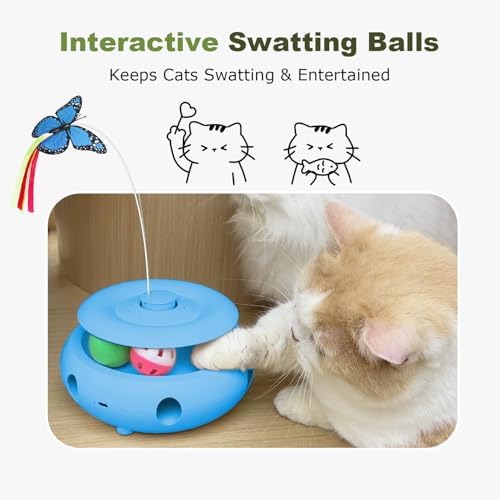 Interactive Cat Toy for Indoor Cats, 3-in-1 Automatic Kitten Toys with Fluttering Butterfly, Ambush Feather and Track Balls, USB Rechargeable Cat Enrichment & Exercise Toy - Image 4