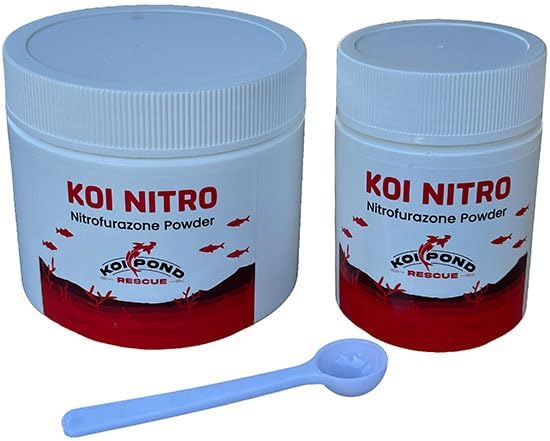 KOI Nitro Nitrofurazone Powder, Effective Fish Treatment for Bacterial Infections in Koi and Ornamental Fish (200 Grams)