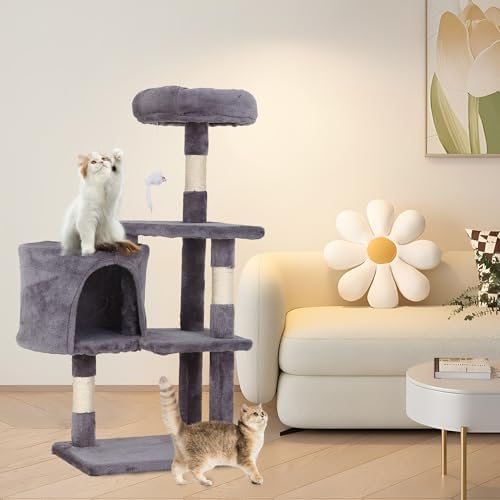 FDW | 36" Cat Tree Tower | Light Gray | Multi-Level Indoor Activity Center - Image 2