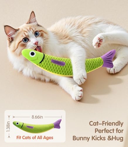 PetBusy Cat Toys with[5000mg A+Natural Catnip &Silvervine] [Baby Grade] Interactive Soft Chew Kicker Cat Toys for Indoor Cats & Kittens, [Crinkle &Bell] Fish Sound Toy, Drives Bored Cat Crazy with Fun - Image 4