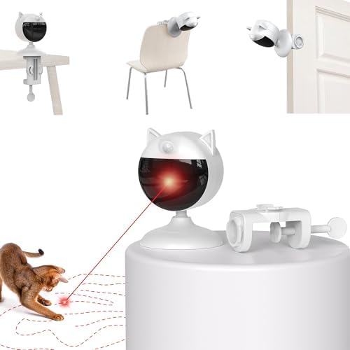 Potaroma Smart Sensor Cat Laser Toys Interactive, Motion Activated Truly Random Trjajectory, Clamp Design, Automatic Chargeable Kitten Toy Indoor Exercise, Cream White by Potaroma