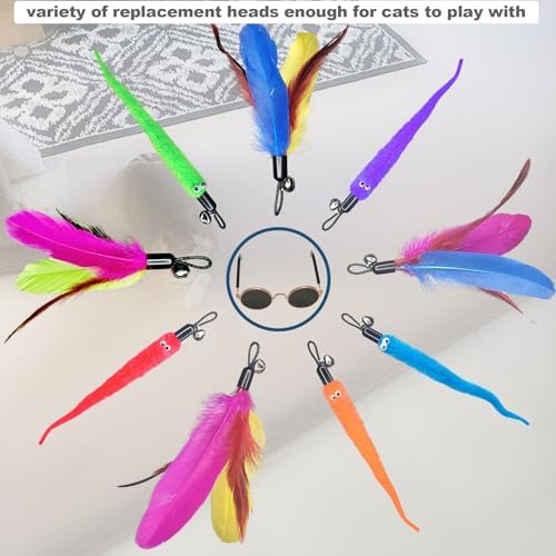 ZPH Cat Toys Interactive for Indoor Cats,2PCS Retractable Cat Wand,9PCS Teaser Toys&1PCS Eyeglasses Toy,Interactive Feather Toy for Teaser Play and Chase Exercise with Kitten - Image 4
