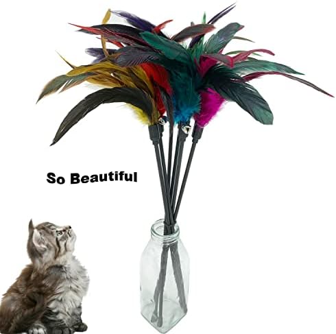 CATENAS 6 PCS Feather Stick Cat Toys, Interactive Wand for Indoor Cats - Image 2
