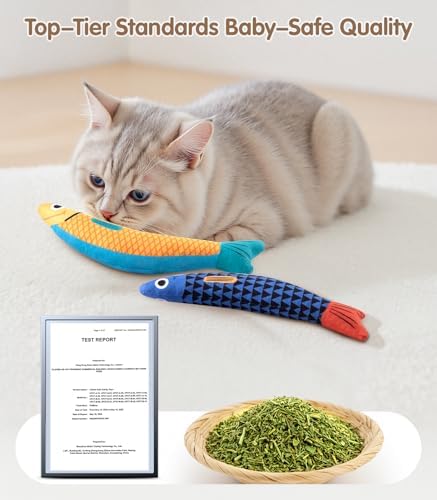 PetBusy Cat Toys with[5000mg A+Natural Catnip &Silvervine] [Baby Grade] Interactive Soft Chew Kicker Cat Toys for Indoor Cats & Kittens, [Crinkle &Bell] Fish Sound Toy, Drives Bored Cat Crazy with Fun - Image 7