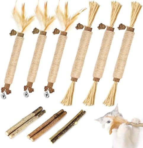 Tocirelo Natural Silvervine Chew Sticks for Cats with Catnip and Feathers by Tocirelo