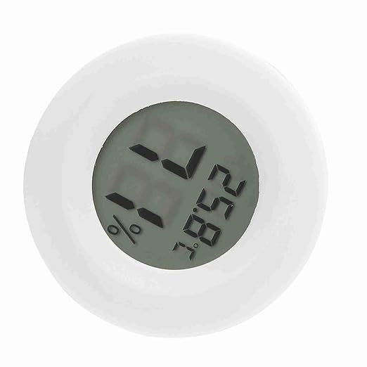 Humidity for Reptile Accessories T Digital LCD and Hygrometer for Reptiles Round Shape Temperature and Humidity Meter Battery Not Included (White)