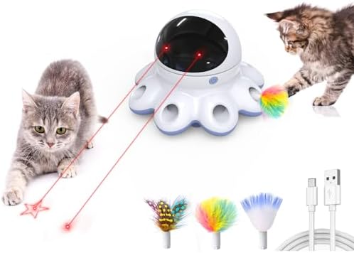 ORSDA Cat Laser Toy, 2-in-1 Interactive Automatic Motion Activated Moving 8 Holes Whack A Mole Feather, USB Rechargeable Electronic Smart Sensor Kitten Toys for Indoor Exercise by ORSDA