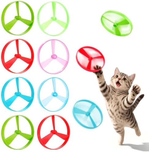 BABORUI Cat Toy Disc, 8Pcs Interactive Cat Fetch Toy Flying Discs, Flying Enrichment Toys for Indoor Bored Kittens & Adult Cats (8Pcs) by BABORUI