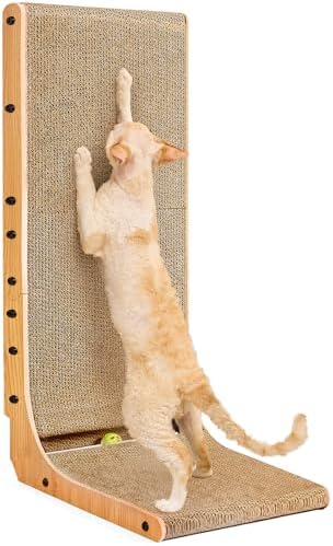 EHEYCIGA Cardboard Cat Scratcher for Indoor Cats, 32 Inch, Brown by EHEYCIGA