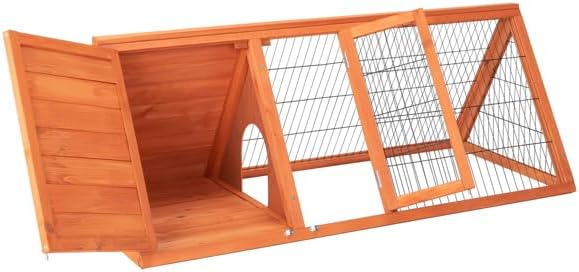 Rabbit Hutch & Chicken Coop Outdoor Small Animal Cage (Brown)